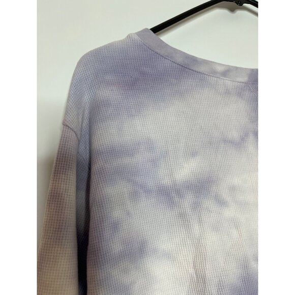 Splendid Tie-Dye Lilac & White Long Sleeve Waffle Knit Sweatshirt Cotton Blend S - Picture 5 of 8